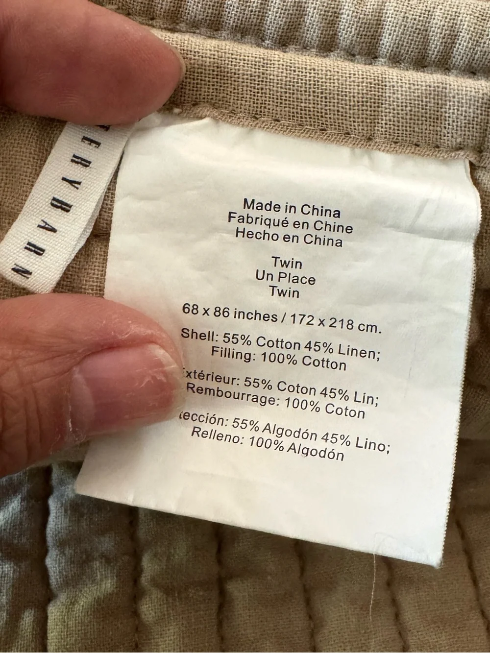 Pottery Barn Hanna Cotton Linen Quilt